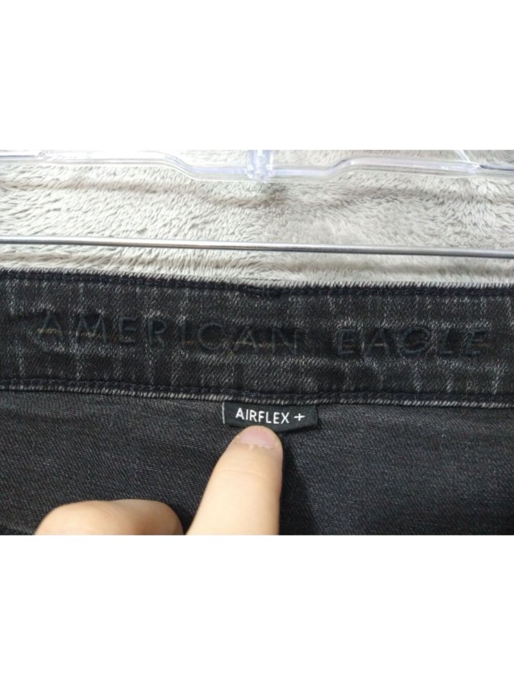 American Eagle Jeans Mens 38x30 Black Denim Airflex Slim Mid Rise Dark Wash - Picture 7 of 10